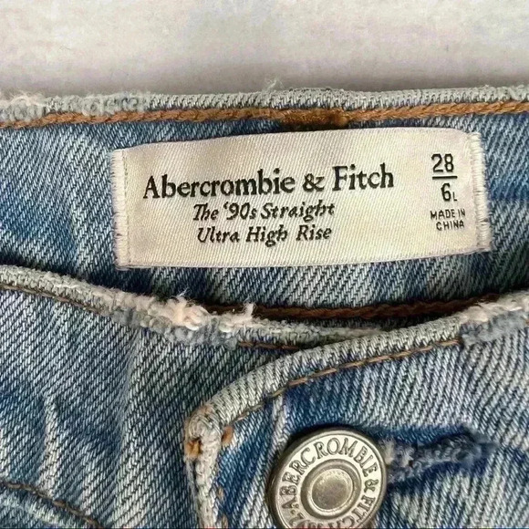 ABERCROMBIE FITCH The 90s Straight Ultra High Rise Jeans Sz 28/ 6L  Medium Wash - Picture 5 of 14